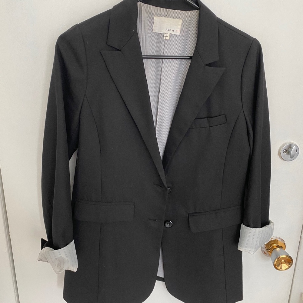 Black Blazer with Sleeve Detail